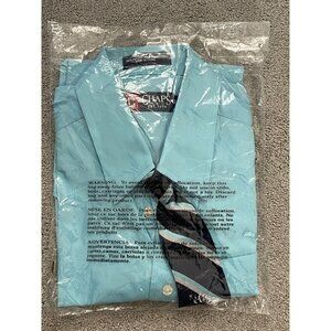 Chaps Blue Button Down Long Sleeve Formal Dress Shirt With Tie Boys Size 10